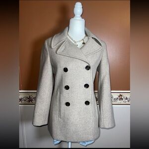 Calvin Klein Wool Blend Peacoat Classic Tailored Coat Size 6